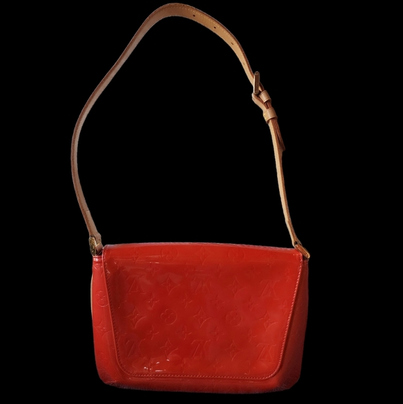 Louis Vuitton Red Vernis Shoulder Strap Vachetta Adjustable Bag Purse Clutch - Picture 5 of 13
